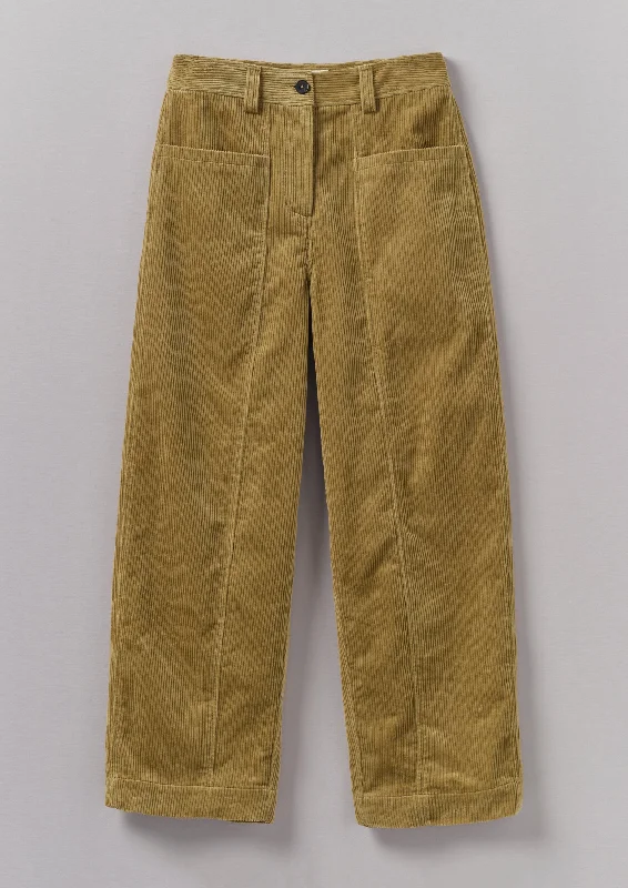 Panelled Organic Cord Trousers | Golden Sand Skinny Trousers Denim Stretchy