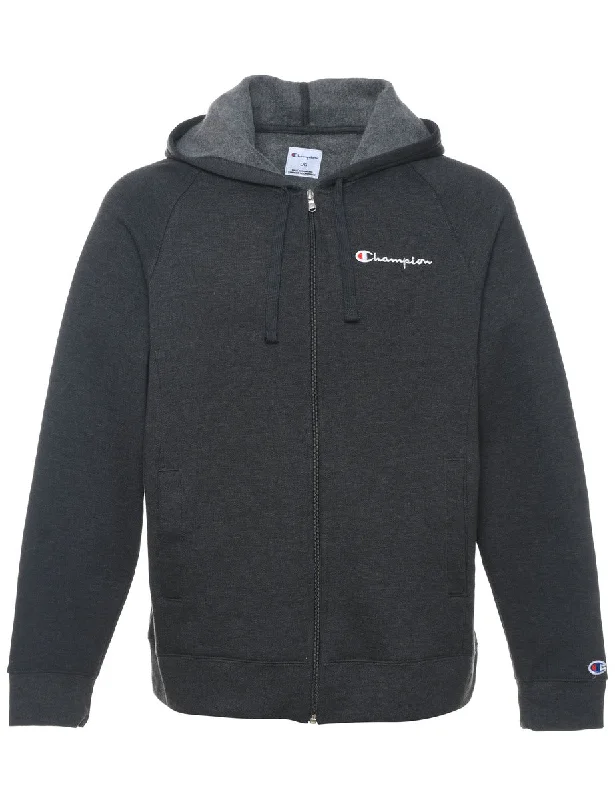 Champion Grey Hooded Sweatshirt - L Hoodie with Lining Warm Insulated