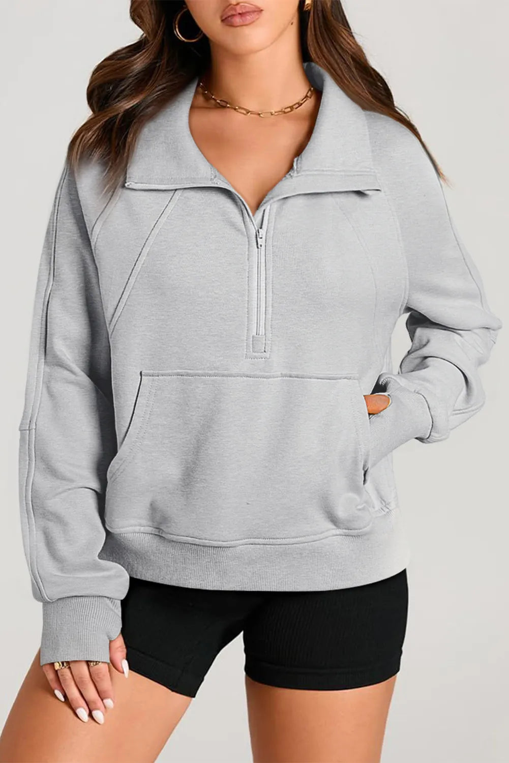 Hazel Blues® | Half Zip Long Sleeve Sweatshirt Hoodie with Strings Custom Fit Adjustable Hazel Blues® | Half Zip Long Sleeve Sweatshirt Hoodie with Strings Custom Fit Adjustable