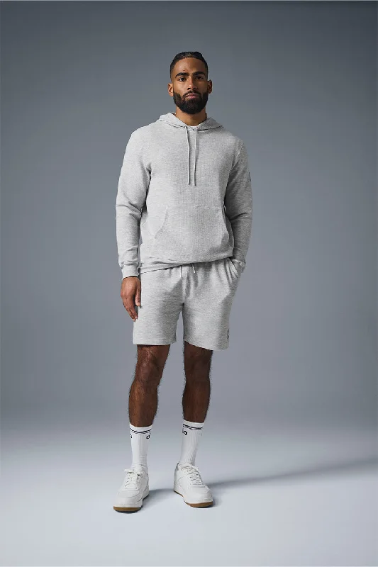 Micro Waffle Fast Break Hoodie - Athletic Heather Grey Hoodie with Velcro Closure Adjustable Secure