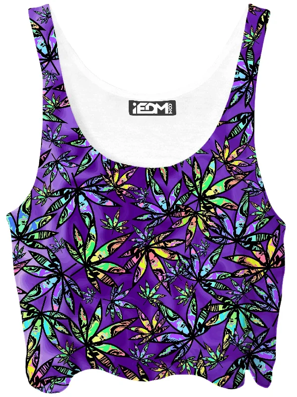 Cannabis Cascade Crop Top Satin Fabric Silk Fabric Chiffon Fabric