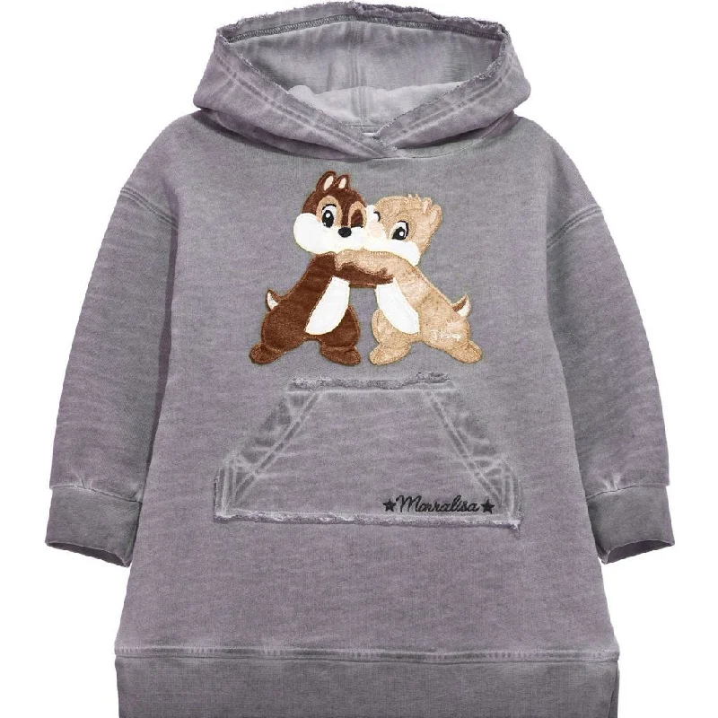 Grey Chipmunks Hoodie Dress Hoodie with Turtle Neck Cozy Winter