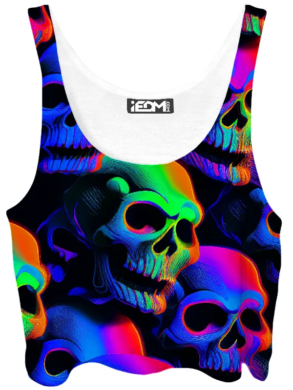 Psychedelic Nightmare Crop Top Striped Floral Plaid