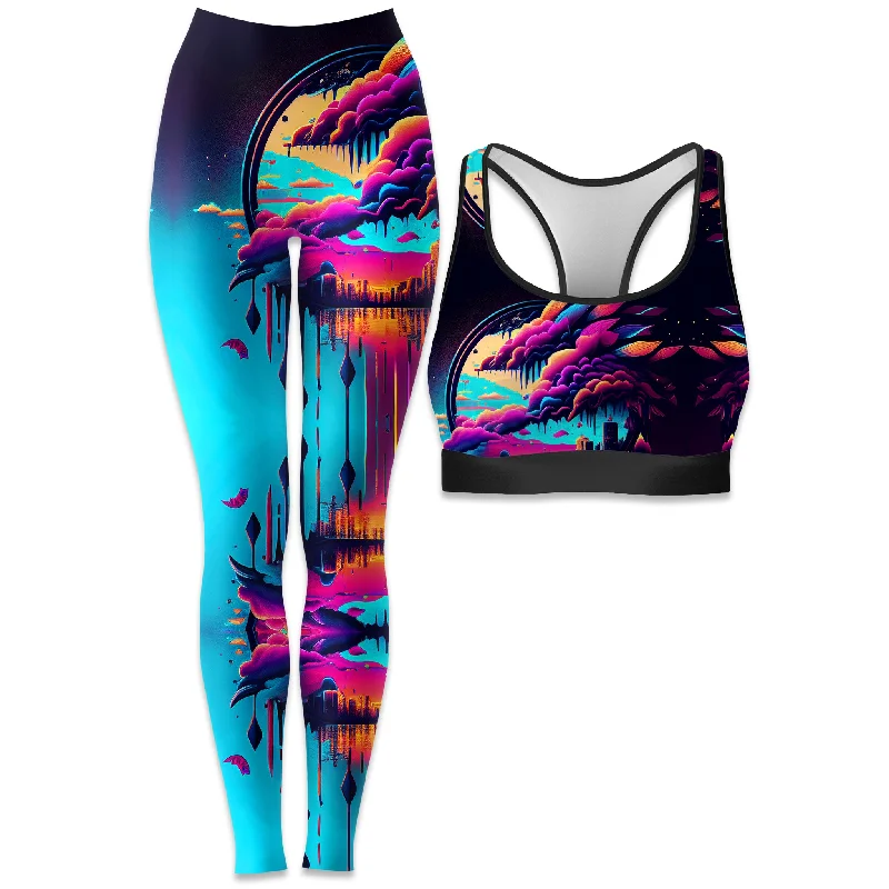 Distant Memory Rave Bra and Leggings Combo Comfortable Compression Leggings