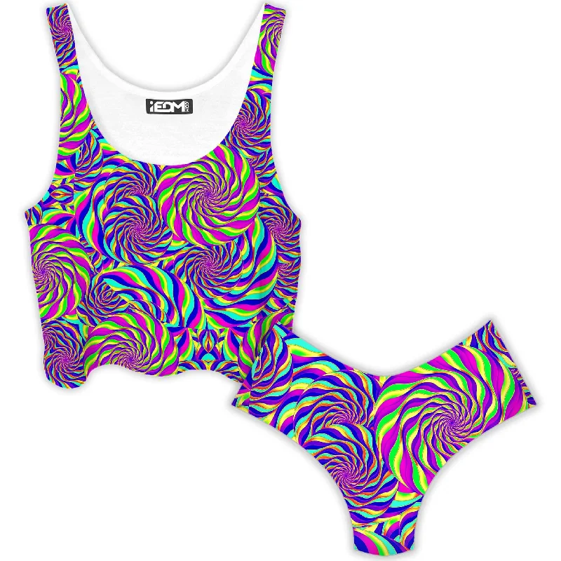 Spinzone Crop Top and Booty Shorts Combo Crop Top Seamless Stretchy