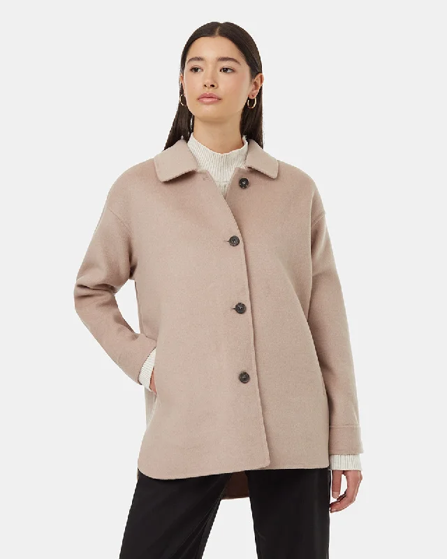 Wool Button Front Coat Anorak Windbreaker Fleece