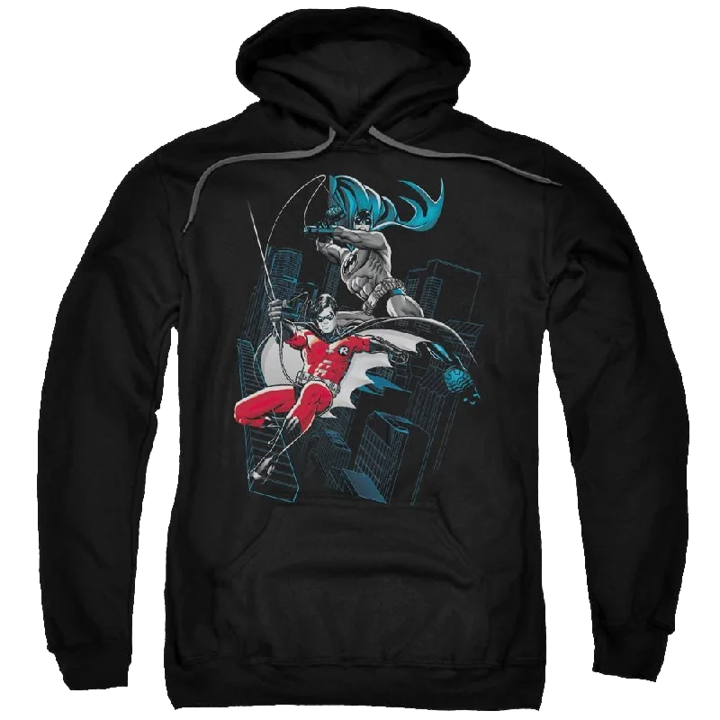 Batman Black And White - Pullover Hoodie Shirred Sleeve Feminine