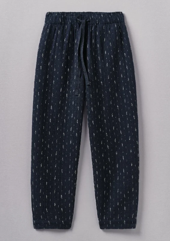 Dobby Stitch Cotton Lounge Trousers | Indigo Blue Trousers stylish modern