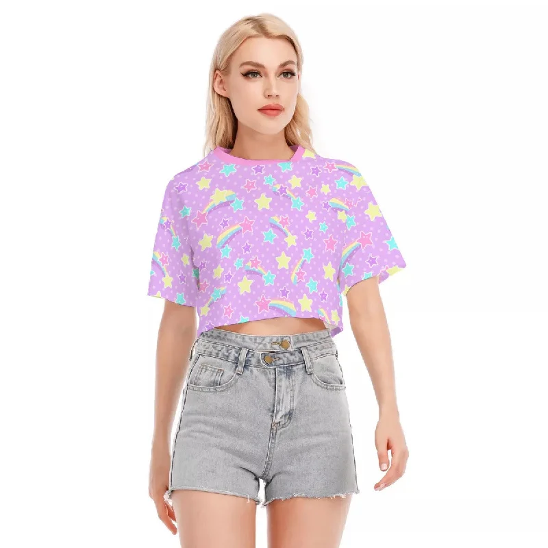 Starry Party Purple Cotton Crop Top Fleece Fabric Down Fabric Feather Fabric