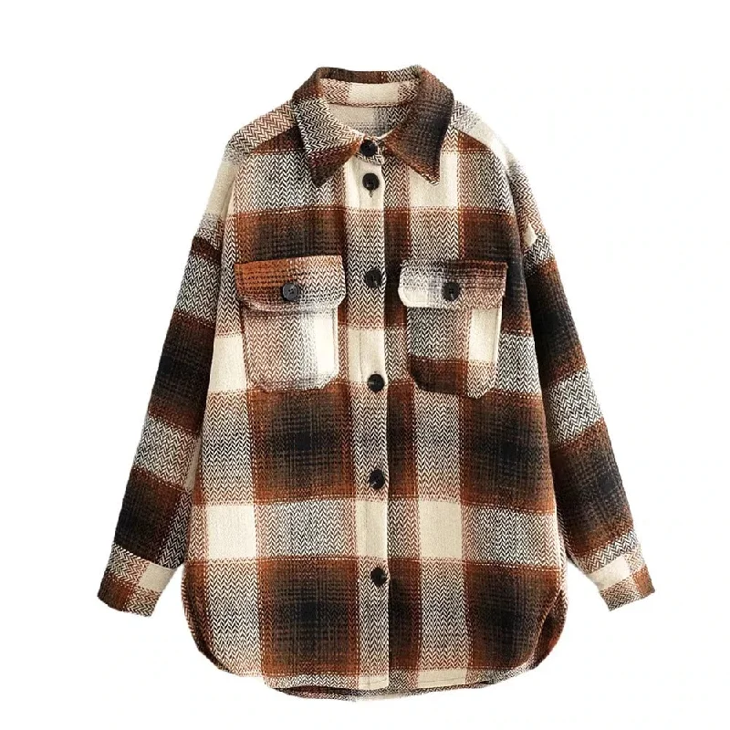 Vintage Long Sleeve Woolen Coats Cotton Linen Terry