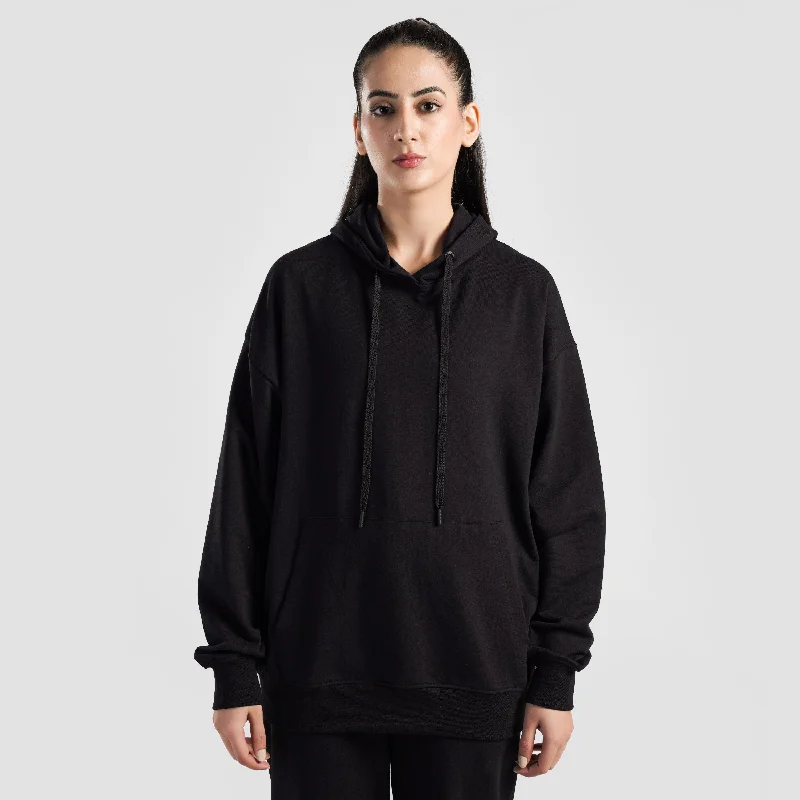 GAI Build Oversized Hoodie (Black) Hoodie with Hidden Zipper Minimalist Clean