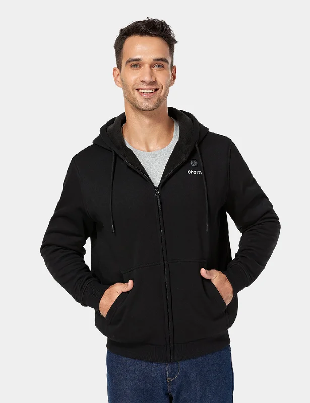 Unisex Heated Fleece Hoodie - Black Hoodie with Hem Contrast Bold Stylish