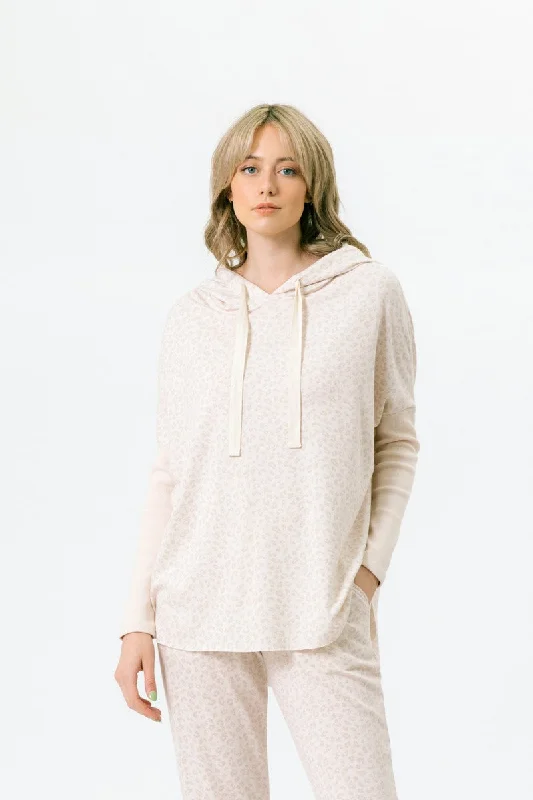 Rest Easy Leopard Hoodie Hoodie with Applique Textured Unique