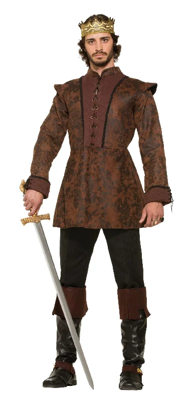 Mens Kings Coat Medieval Adult Costume Male Halloween Embroidered Appliqued Beaded