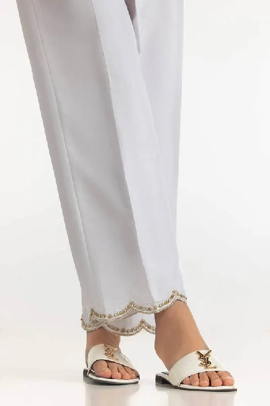 Gul Ahmed Stitched Rawsilk Embroidered Trouser TR-24-25-White Trousers Party Sparkling Gul Ahmed Stitched Rawsilk Embroidered Trouser TR-24-25-White Trousers Party Sparkling