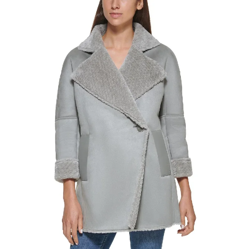 Calvin Klein Womens Midi Warm Faux Fur Coat Bolero Crop Top Camisole