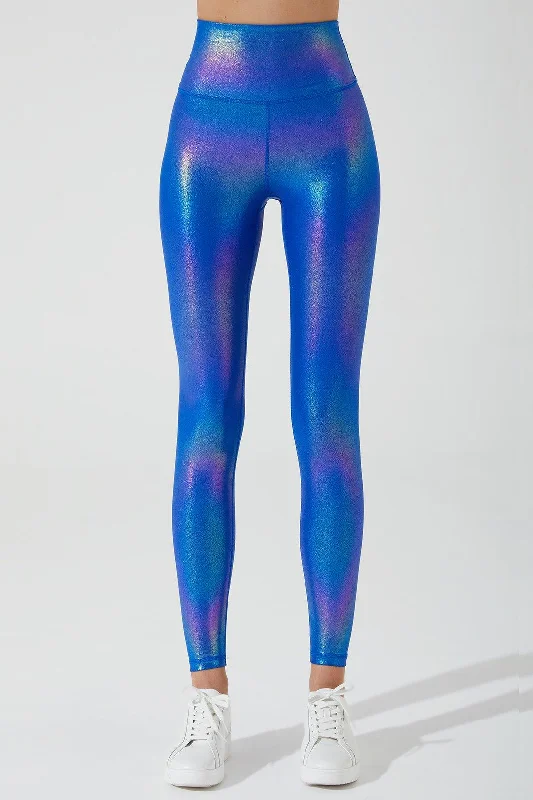 Iridescent Legging - Magnetic Blue Comfortable Full-Body Compression Leggings