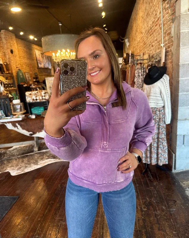 High Road & Hustle Quarter Zip Sweatshirt Hoodie with High-Low Hem Asymmetrical Trendy