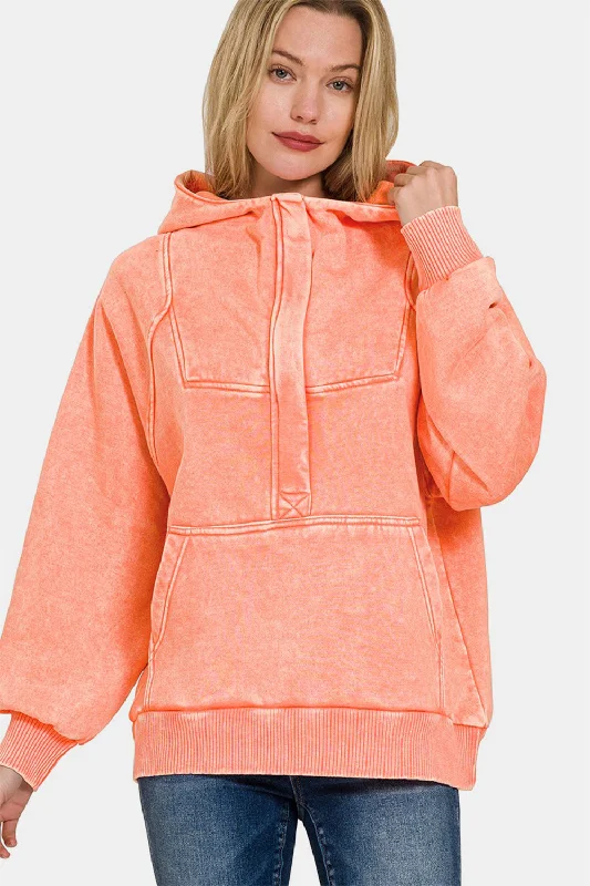 Hazel Blues® | Zenana Acid Wash Fleece Kangaroo Hoodie Hoodie with Magnetic Closure Innovative Modern Hazel Blues® | Zenana Acid Wash Fleece Kangaroo Hoodie Hoodie with Magnetic Closure Innovative Modern
