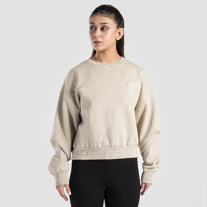 Vital Edge Crop SweatShirt (Beige) Hoodie with Mesh Breathable Sporty
