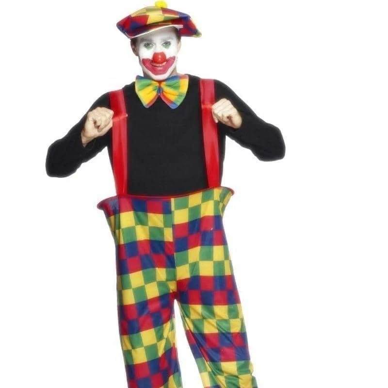 Hooped Clown Costume Adult Multi-Coloured Trousers Hat Bow-Tie Trousers Essential Wardrobe Hooped Clown Costume Adult Multi-Coloured Trousers Hat Bow-Tie Trousers Essential Wardrobe