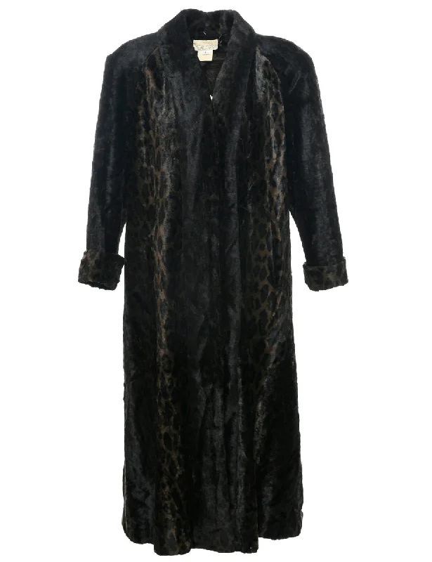 Dark Brown Faux Fur Coat - M Toggle Coat Shawl Collar Coat Notch Collar Coat