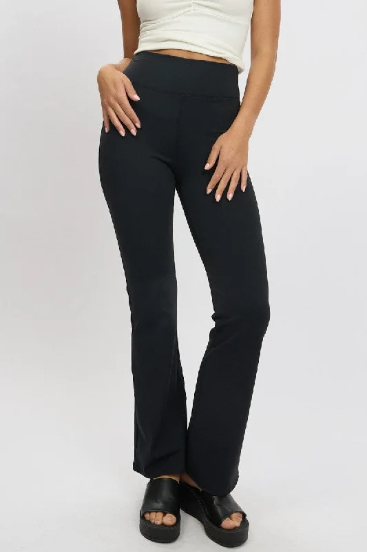 Black Flared Leggings High Rise Pants Comfortable Stretch Leggings
