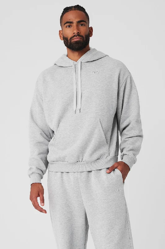 Accolade Hoodie - Athletic Heather Grey Hoodie with Rolled Sleeves Casual Relaxed