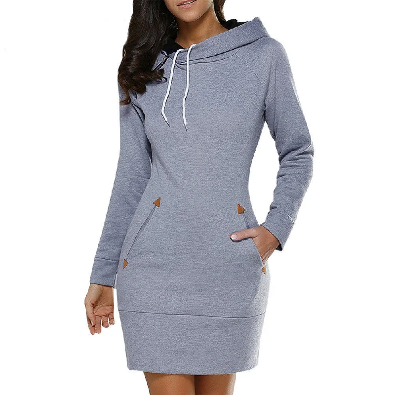 Hoodie Sweatshirt Dress Hoodie with Snap Buttons Easy Quick