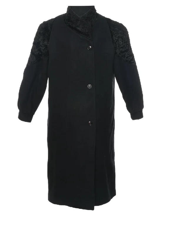 Black Wool Coat - L Trapeze Tunic Caftan
