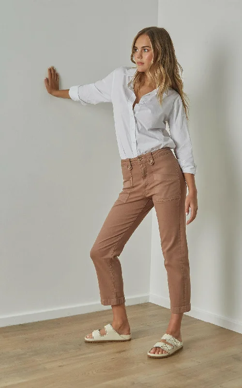 Stella Stretch High Waisted Taupe Trouser Trousers sophisticated sleek