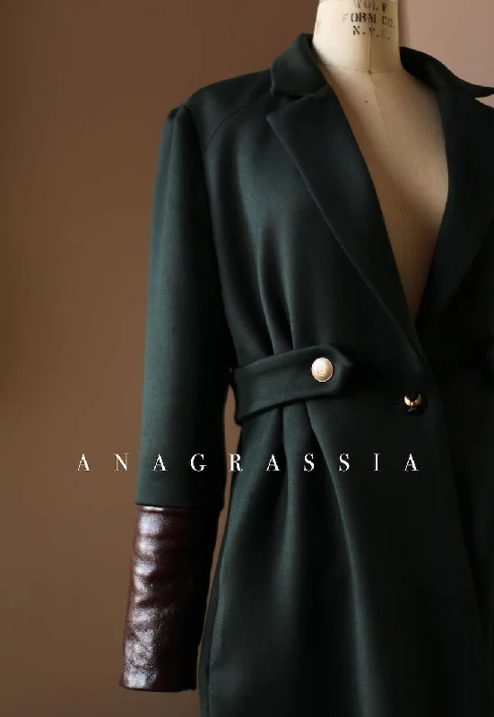 Dark Green Wool Coat Blazer Duffle Coat Pea Coat