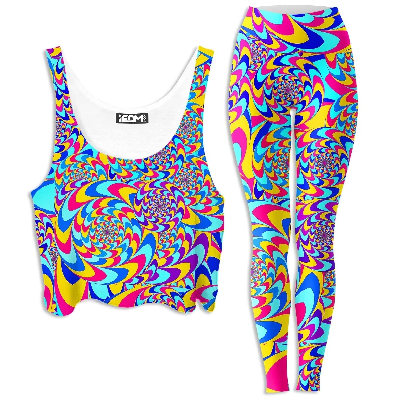 Rabbit Hole Crop Top and Leggings Combo Print Jacquard Patchwork