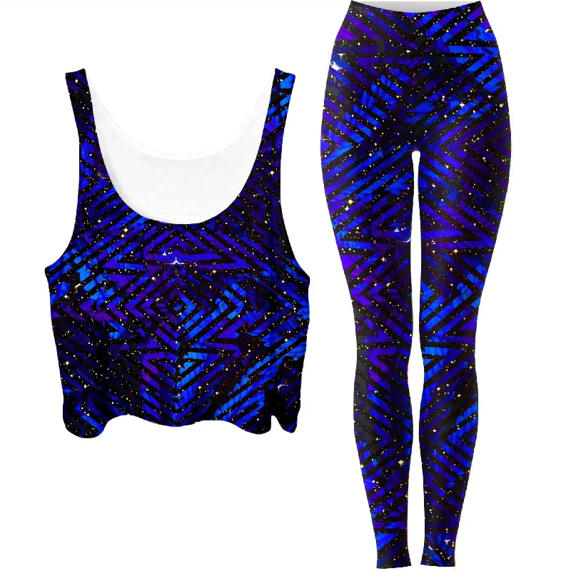 Dream Catcher Crop Top and Leggings Combo Solid Print Embellished