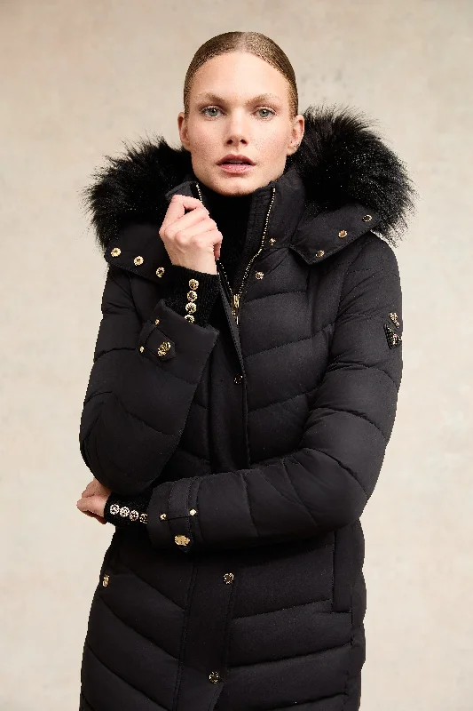 Chamonix Coat in Black Stole Shawl Scarf