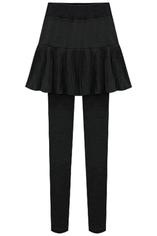 BASIC WARM RUFFLED SKIRT LEGGINGS Trendy Colorblock Print Leggings