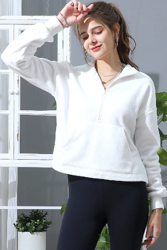 HIGH NECK HALF ZIP UP FLEECE PULLOVER ANORAK JACKET Crew Neck Wool