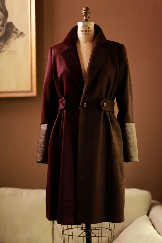 Purple Wool Women's Coat Raincoat Turtleneck Coat Wrap Coat