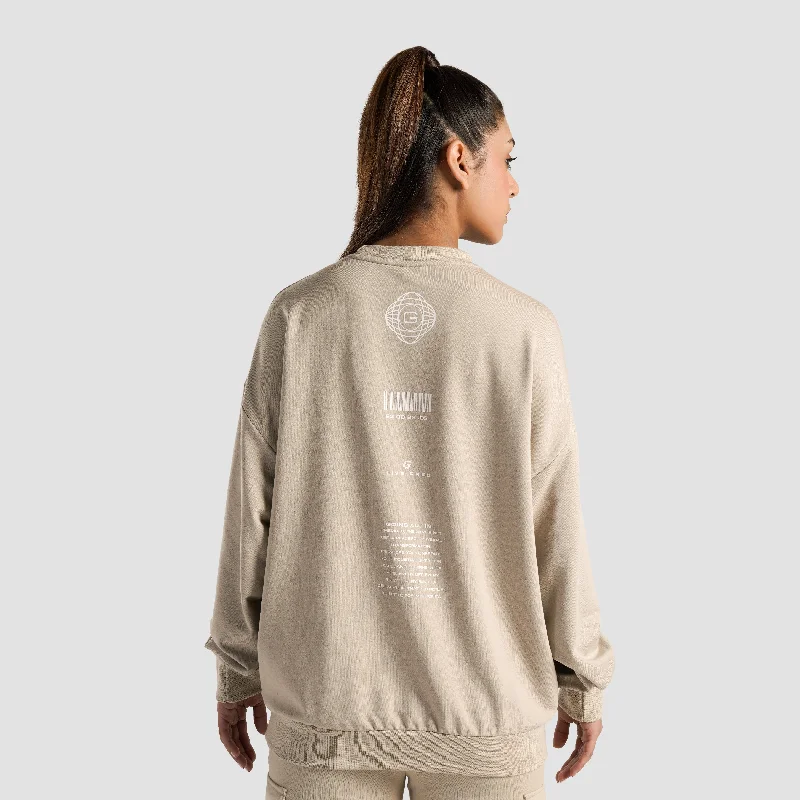 Sanctuary Oversized SweatShirt (Beige) Hoodie with Pattern Geometric Abstract