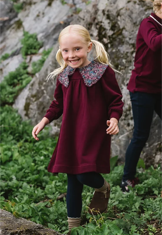 Lil Legs Floral Collar Sweatshirt Dress Hoodie with Pocket Utility Practical
