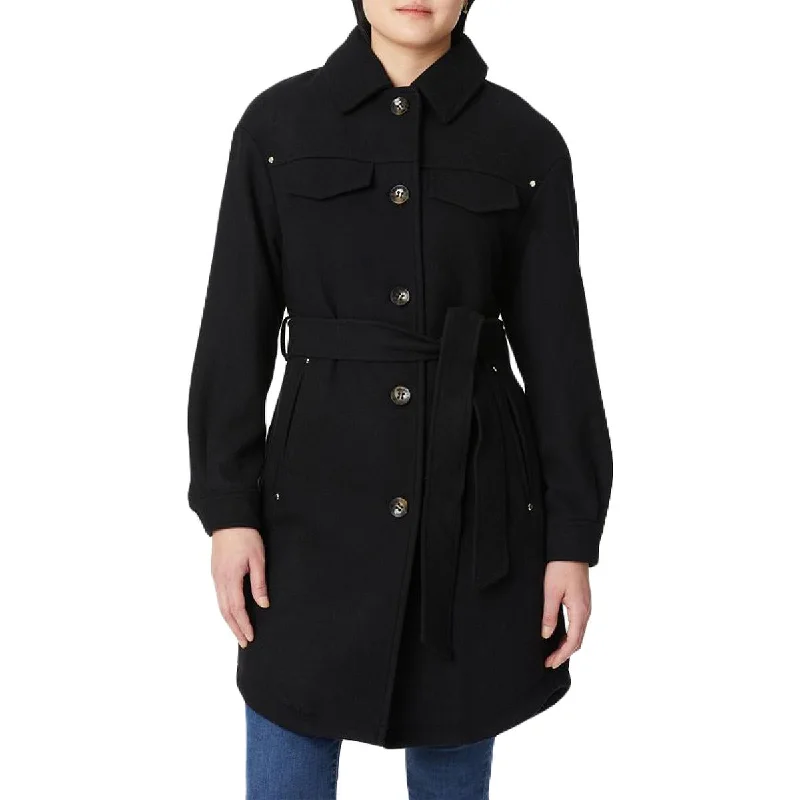 Vince Camuto Womens Belted Warm Wool Coat Quilted Jacket Anorak Windbreaker