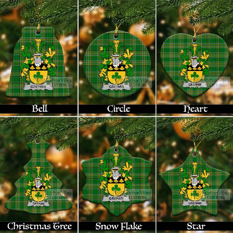 Grehan Irish Clan Tartan Christmas Ceramic Ornament with Coat of Arms Faux Fur Real Fur Shearling Grehan Irish Clan Tartan Christmas Ceramic Ornament with Coat of Arms Faux Fur Real Fur Shearling