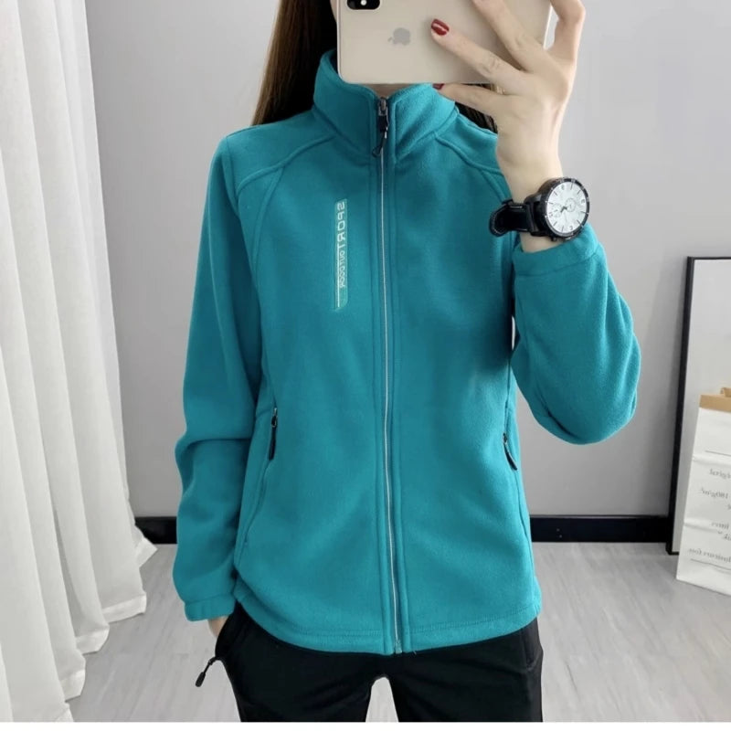 Plus Size Autumn Winter Polar Fleece Warm Coat Women Tailored Straight A-Line