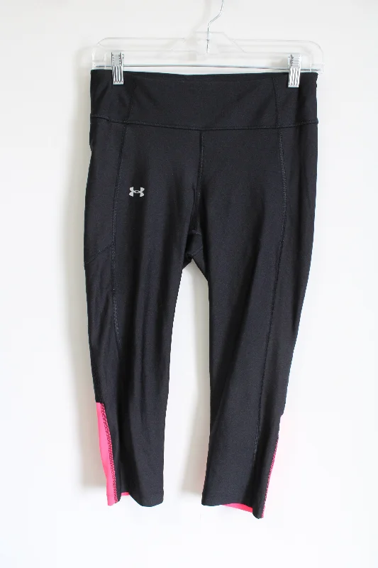 Under Armour Black & Pink Capri Legging | M Cozy Sweat-Wicking Leggings