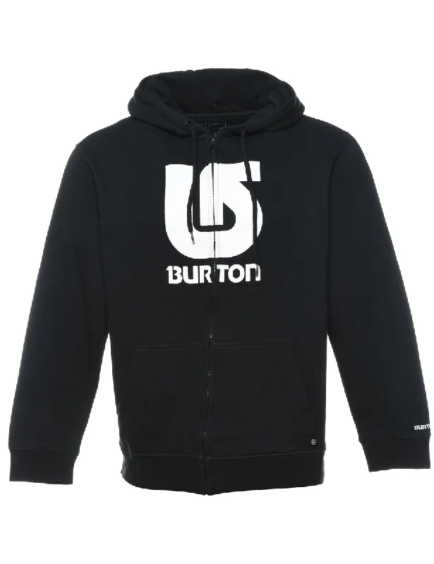 Burton Black & White Printed Snowboarding Hoodie - M Hoodie with High-Low Hem Asymmetrical Trendy Burton Black & White Printed Snowboarding Hoodie - M Hoodie with High-Low Hem Asymmetrical Trendy