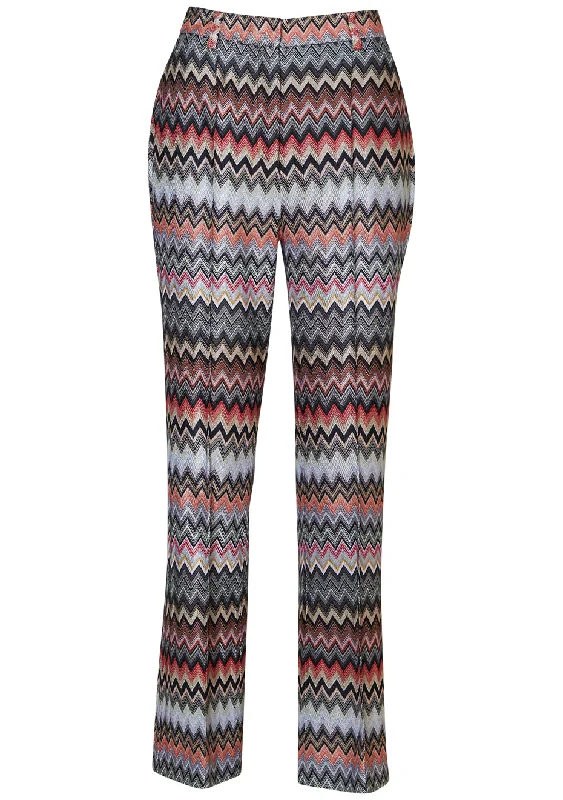Trousers Dark Tones Zigzag Trousers Gym Athletic