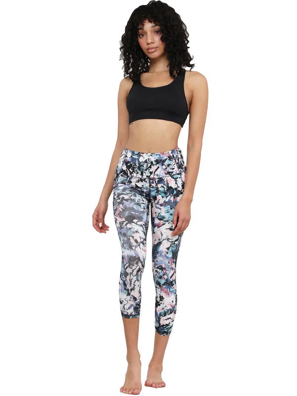 Women's Floral Print Leggings with Inner Pocket/Side Pocket Cozy Reflective Detail Leggings