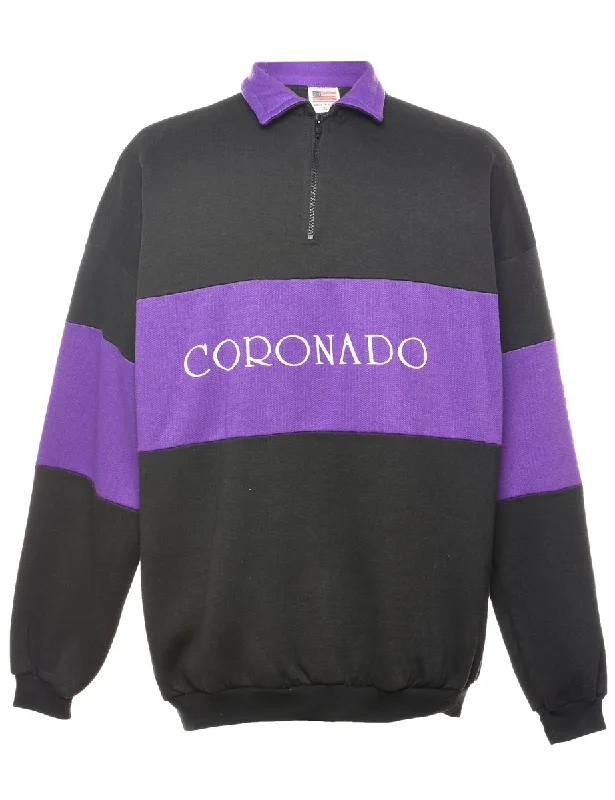Black, Purple & White Coronado Sweatshirt - XL Hoodie with Crew Neck Simple Timeless Black, Purple & White Coronado Sweatshirt - XL Hoodie with Crew Neck Simple Timeless