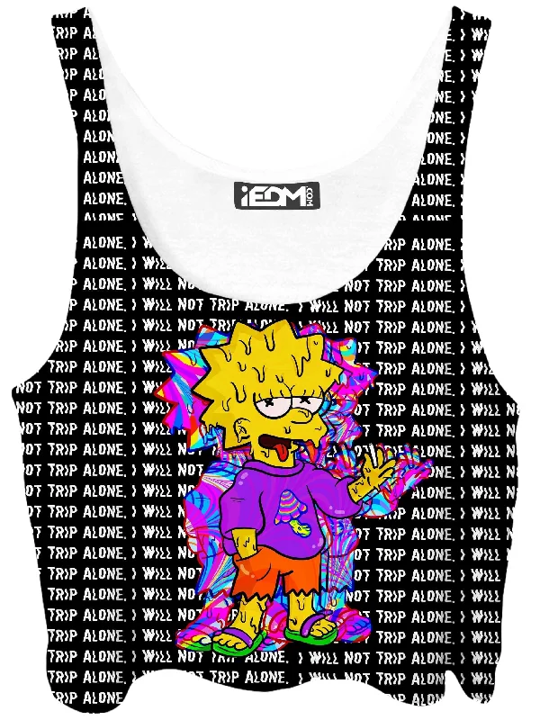 Tripping with Her Crop Top Mesh Blend Leather Blend Suede Blend