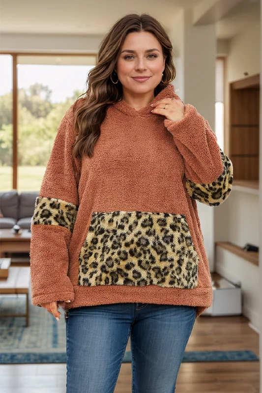 Hazel Blues® | Leopard Kangaroo Pocket Long Sleeve Hoodie Hoodie with Double Zipper Versatile Adjustable Hazel Blues® | Leopard Kangaroo Pocket Long Sleeve Hoodie Hoodie with Double Zipper Versatile Adjustable